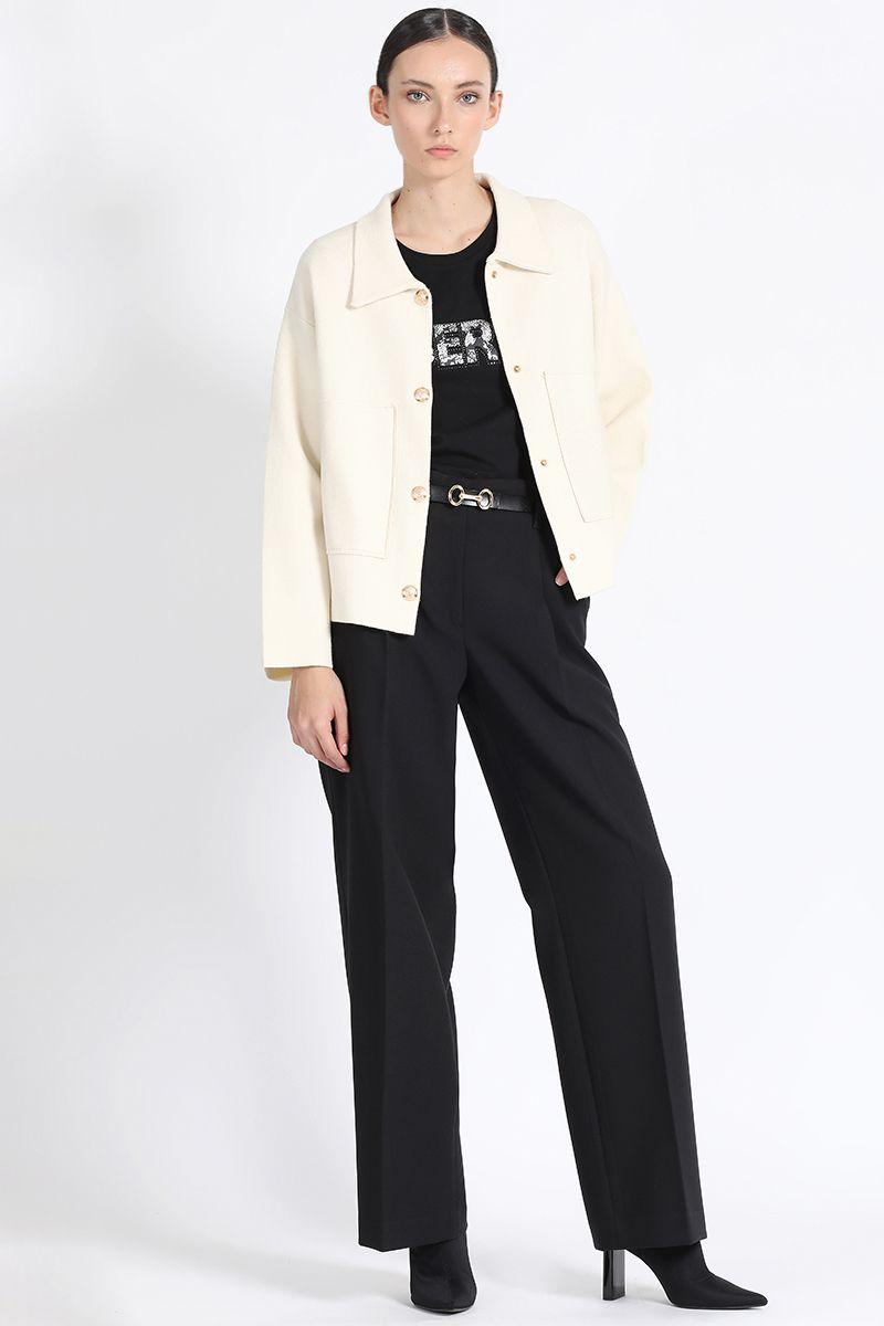 Chaqueta Recta Tejido Punto, Crudo Liola-1