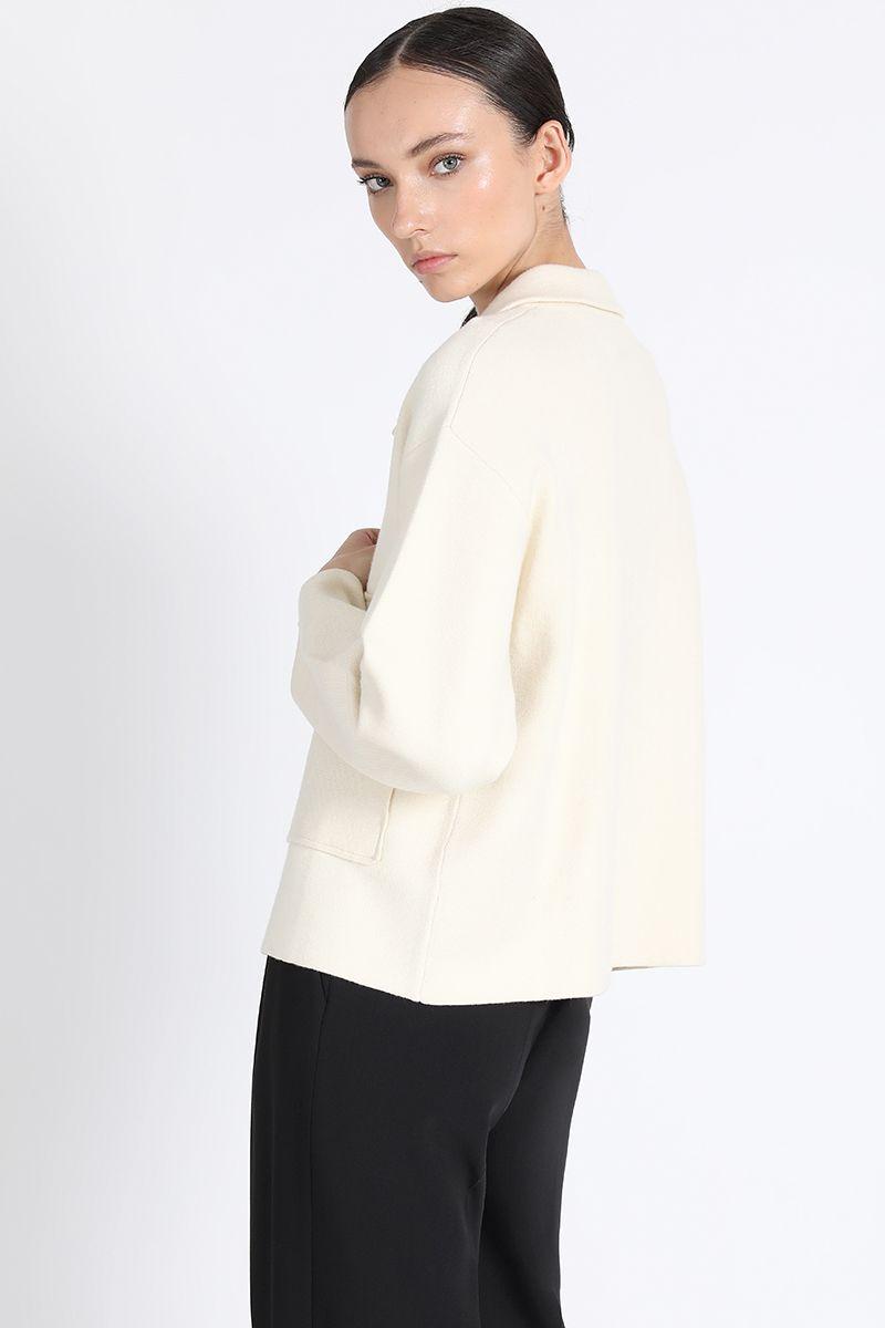 Chaqueta Recta Tejido Punto, Crudo Liola-3