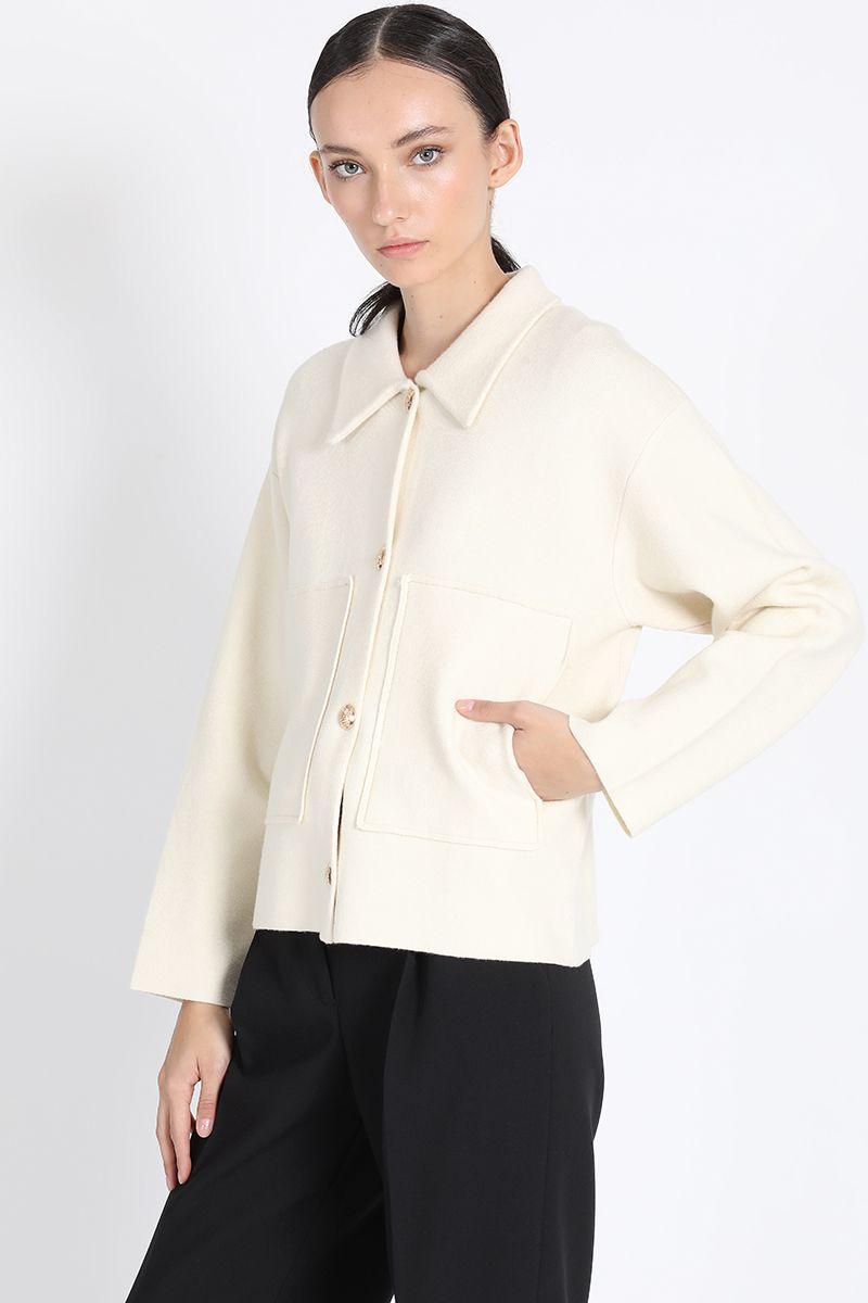 Chaqueta Recta Tejido Punto, Crudo Liola-4