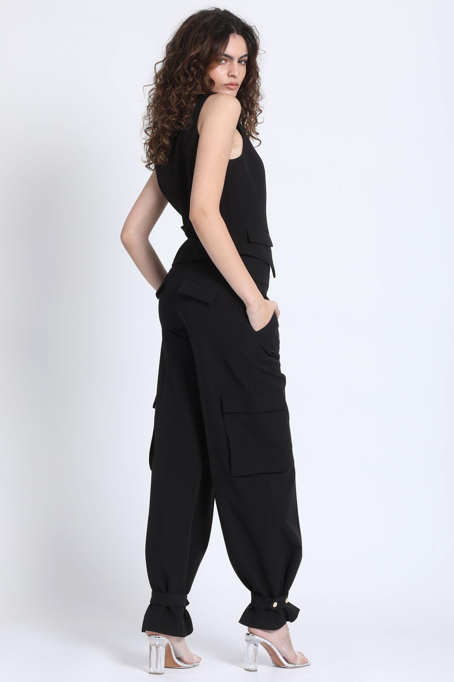 Pantalon Cargo Ancho Negro Liola-2