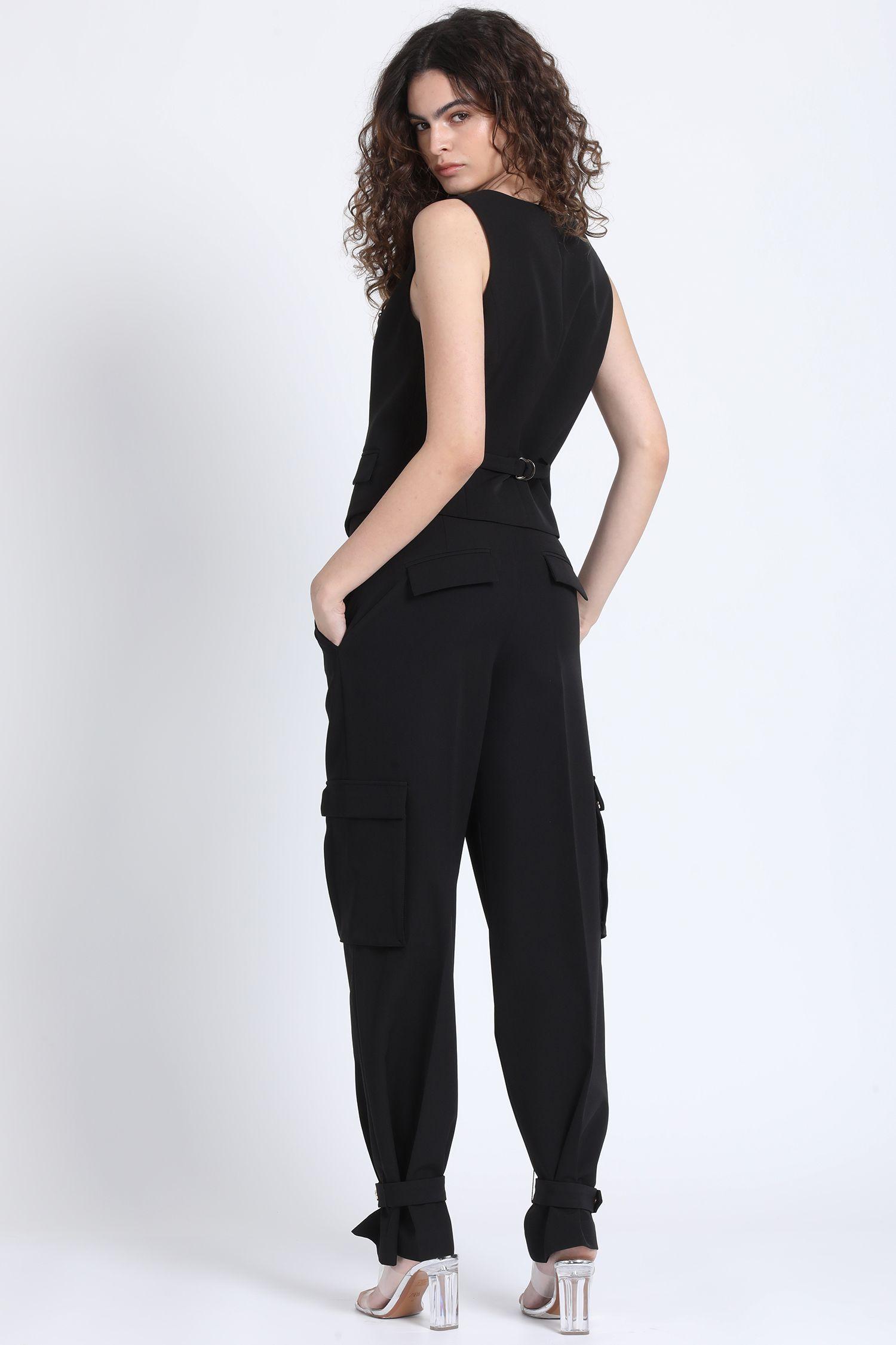 Pantalon Cargo Ancho Negro Liola-3