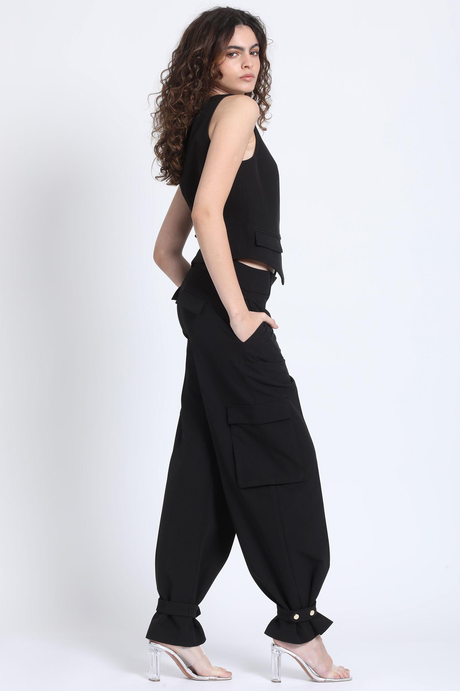 Pantalon Cargo Ancho Negro Liola-4