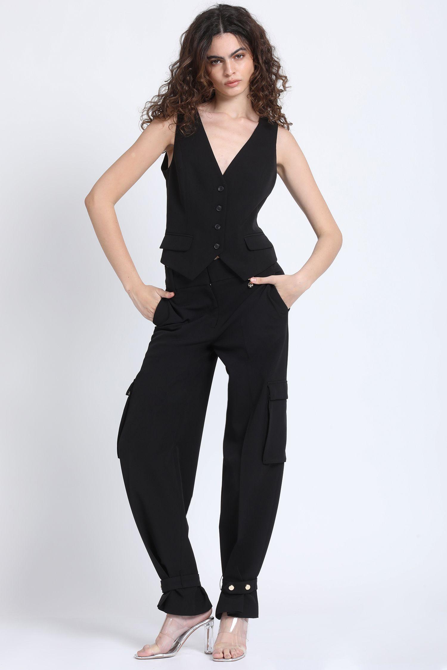 Pantalon Cargo Ancho Negro Liola-5