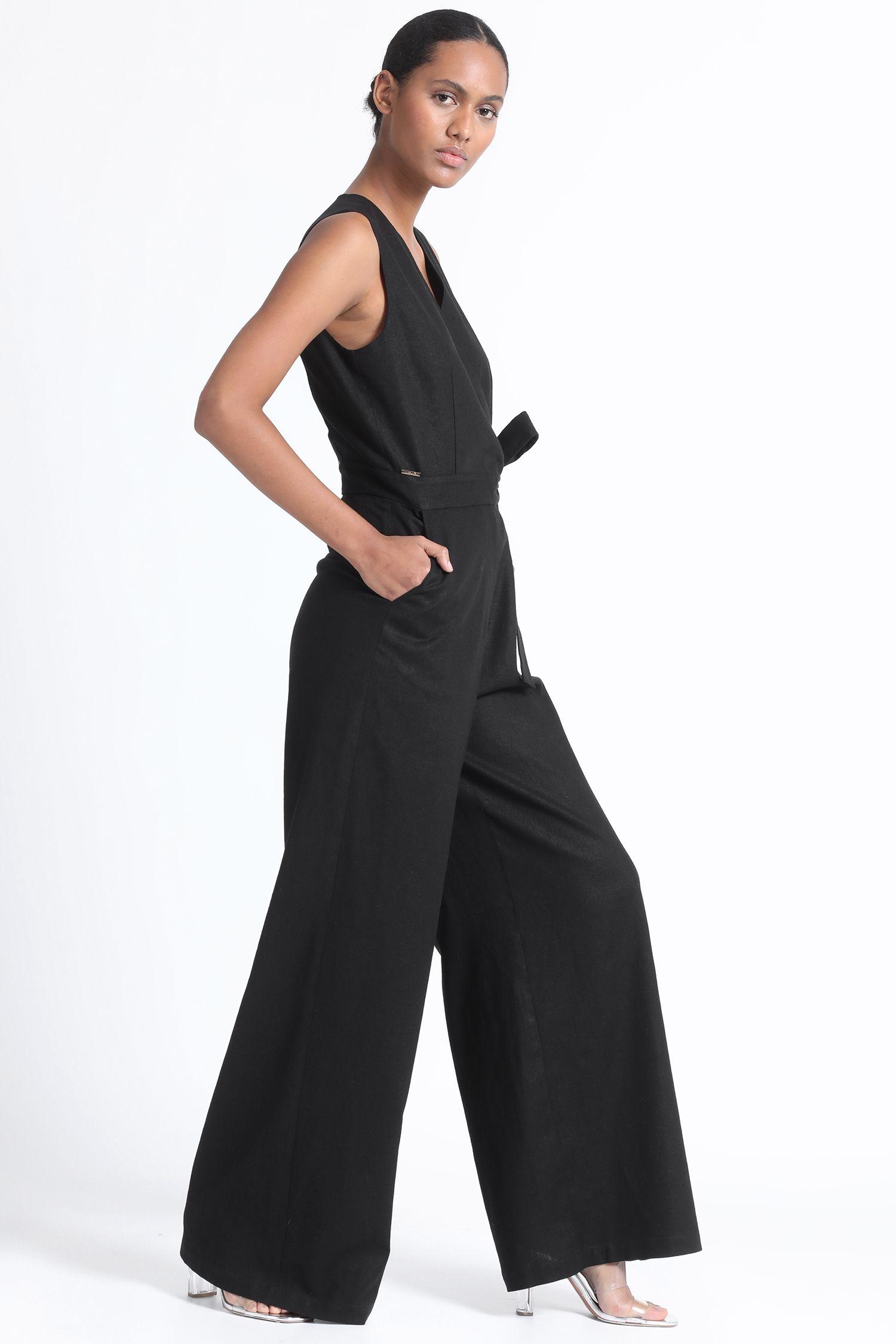 Enterito Largo Con Lazo Lino Mix Negro Liola-1