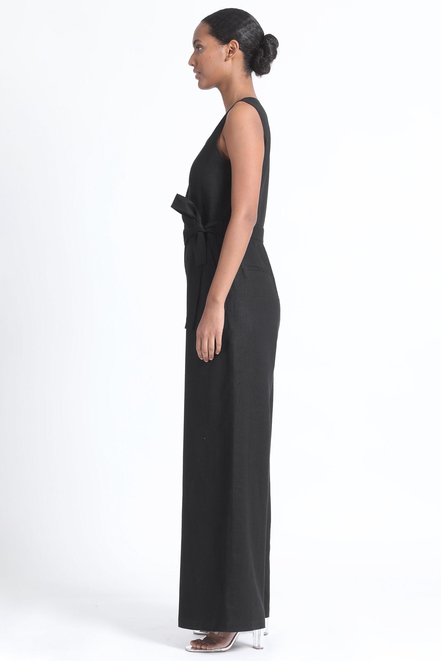 Enterito Largo Con Lazo Lino Mix Negro Liola-2