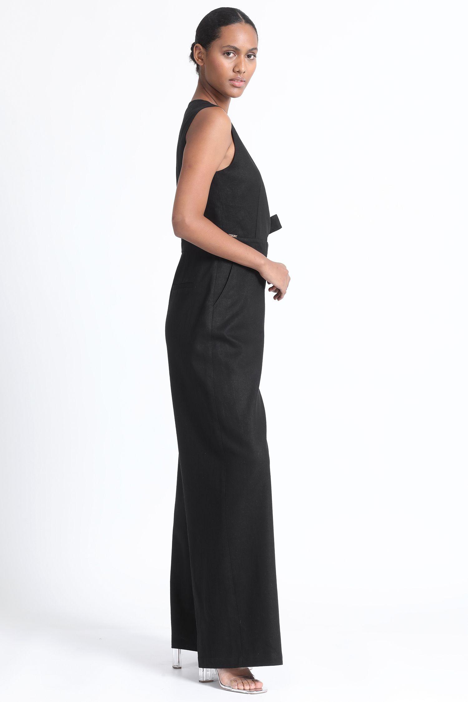 Enterito Largo Con Lazo Lino Mix Negro Liola-4