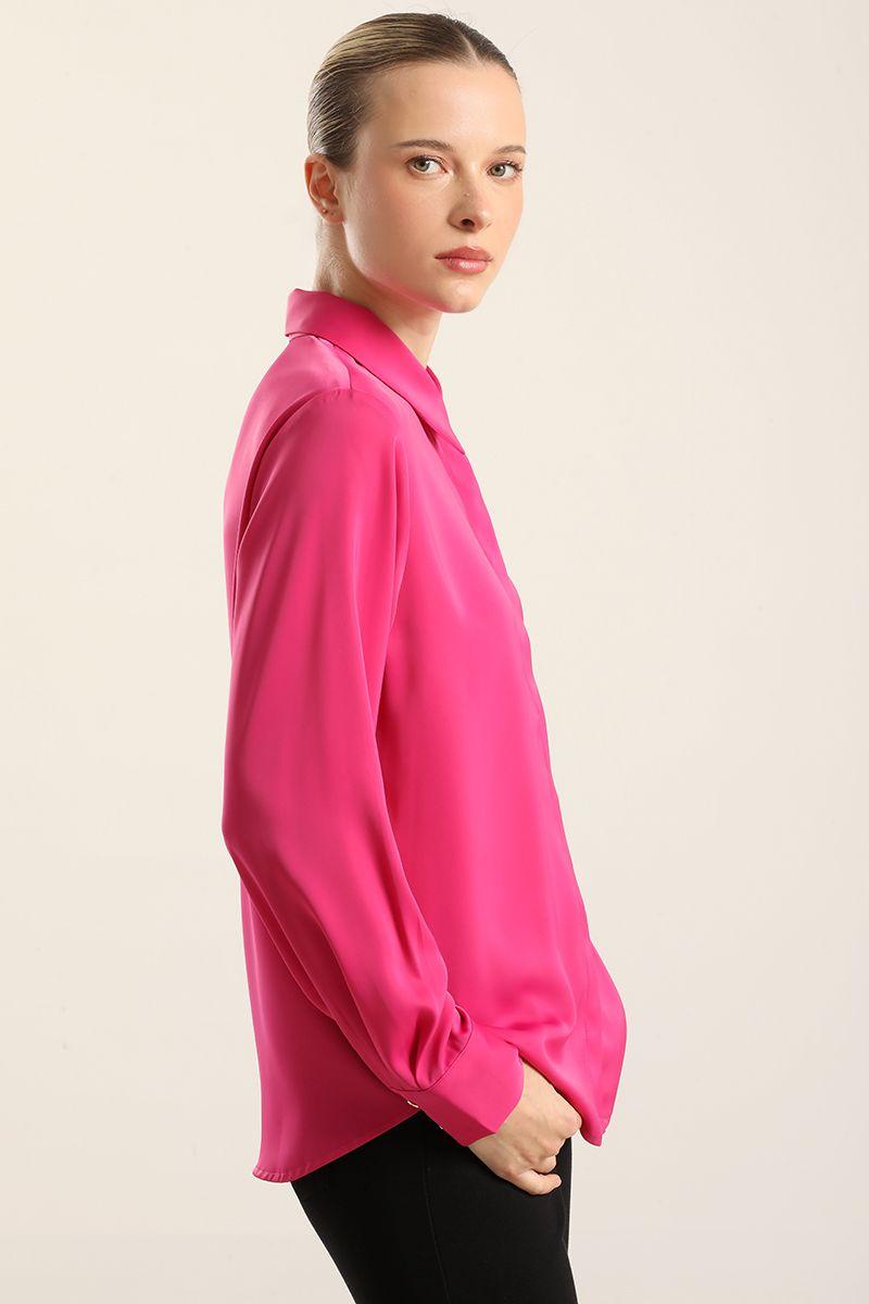 Blusa Basica Satin Opaco, Fucsia Liola-2