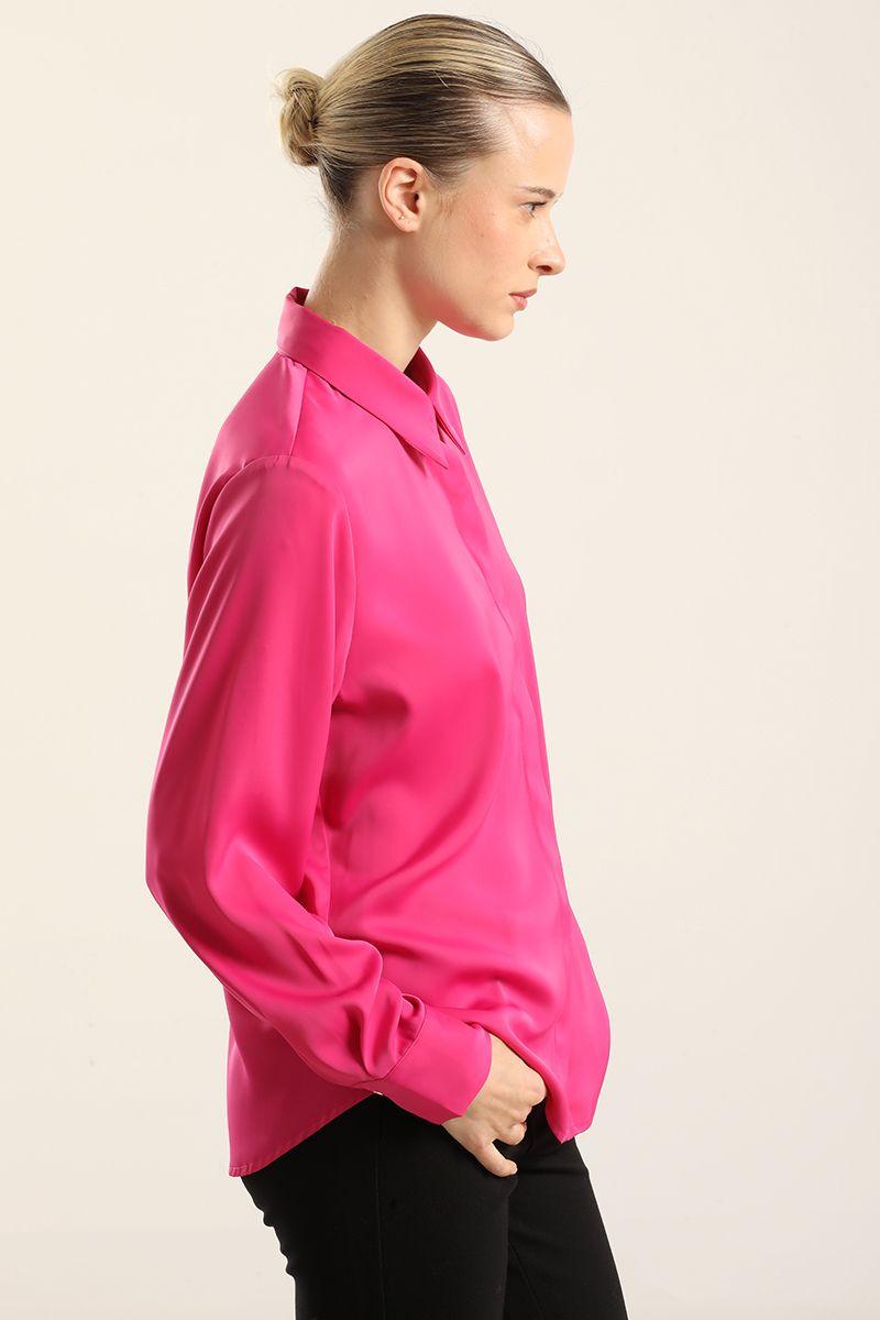 Blusa Basica Satin Opaco, Fucsia Liola-4