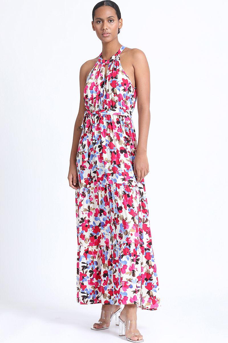 Vestido Maxi Halter Estampado Crudo Liola-2