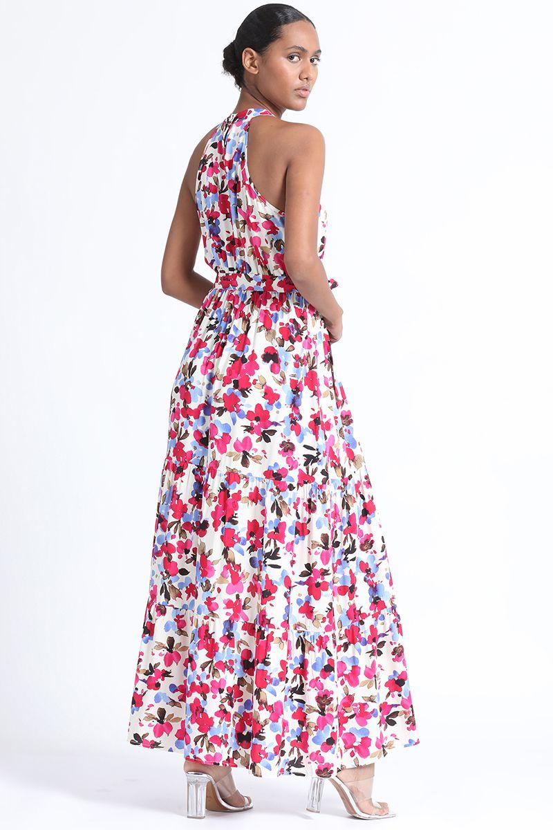 Vestido Maxi Halter Estampado Crudo Liola-3