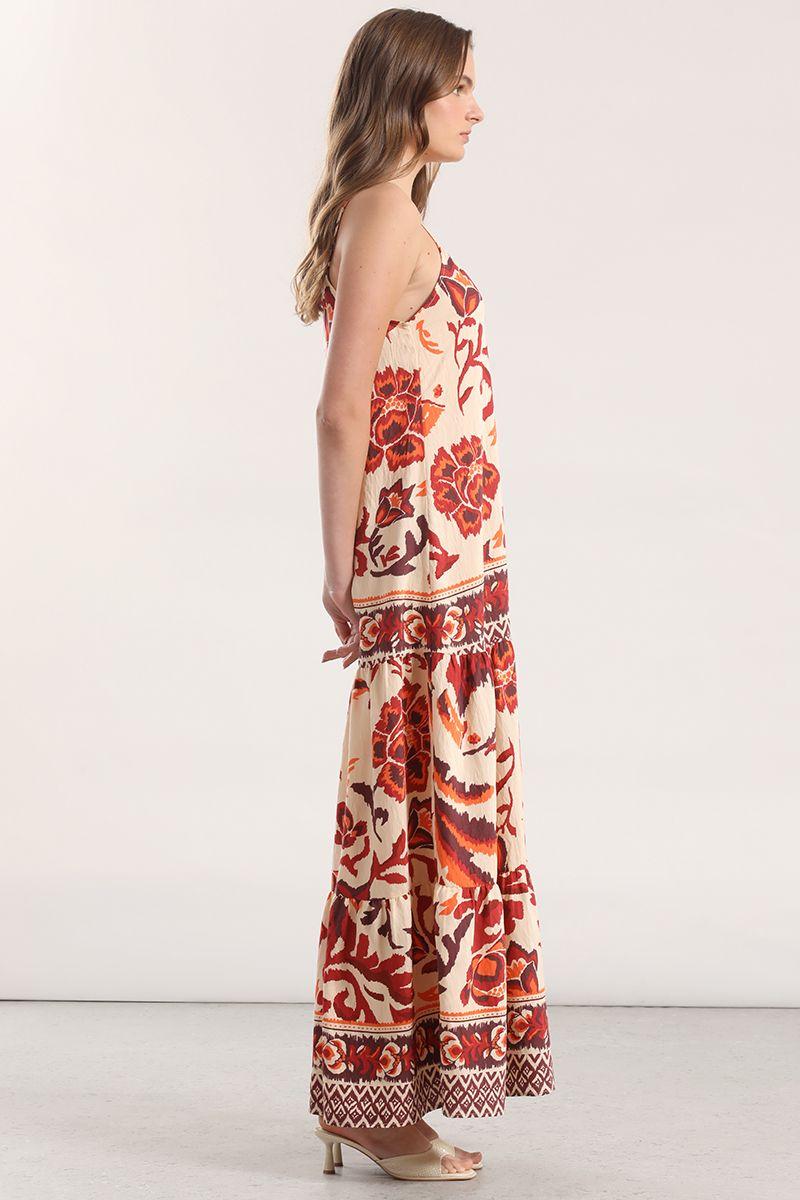 Vestido maxi estampado Liola mujer naranjo-6