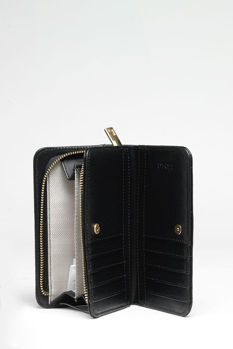 Billetera Efecto Cuero Acolchada Con Tachas, Negro Liola-3