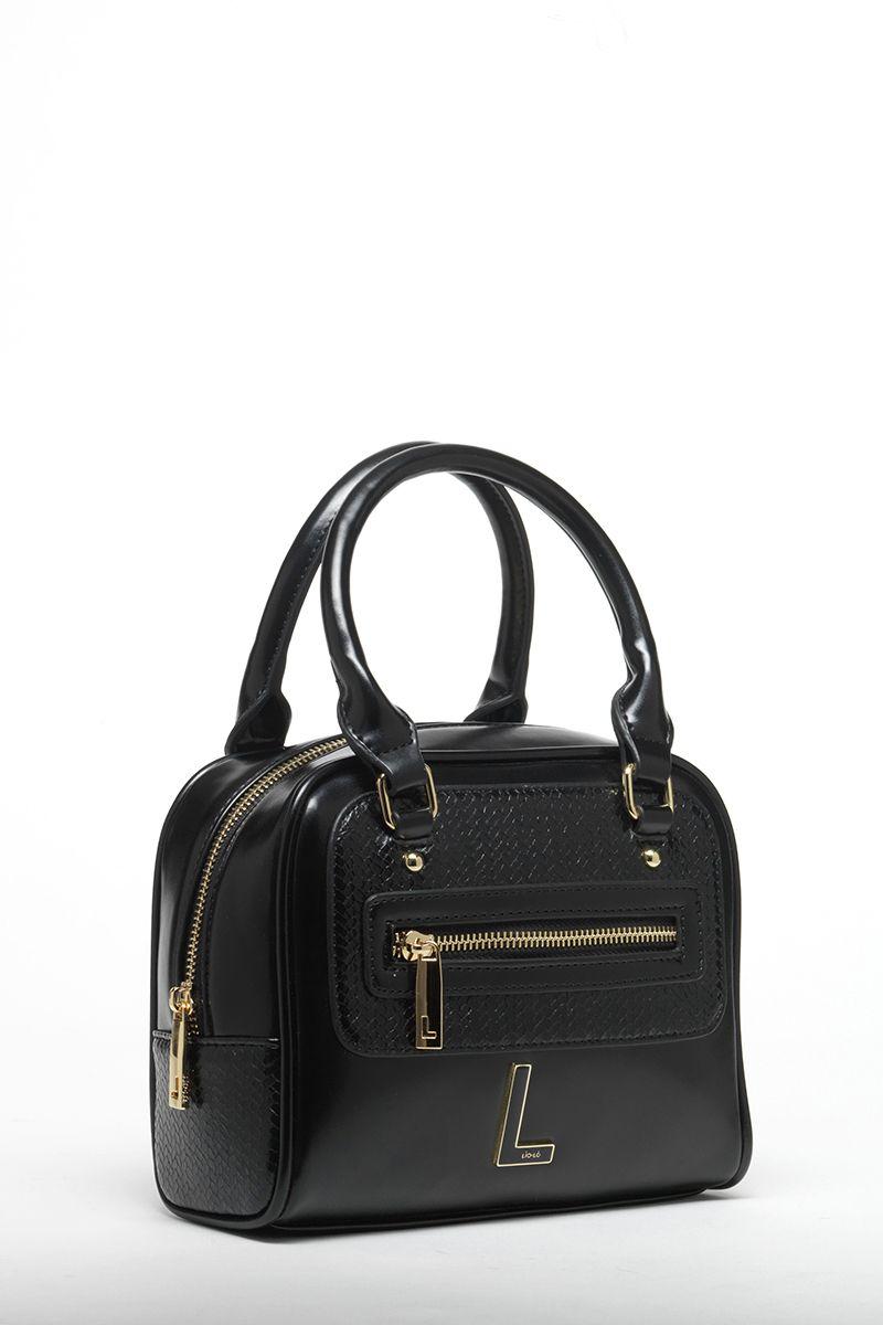 Cartera Efecto Cuero Mezcla Con Piton, Negro Liola-2