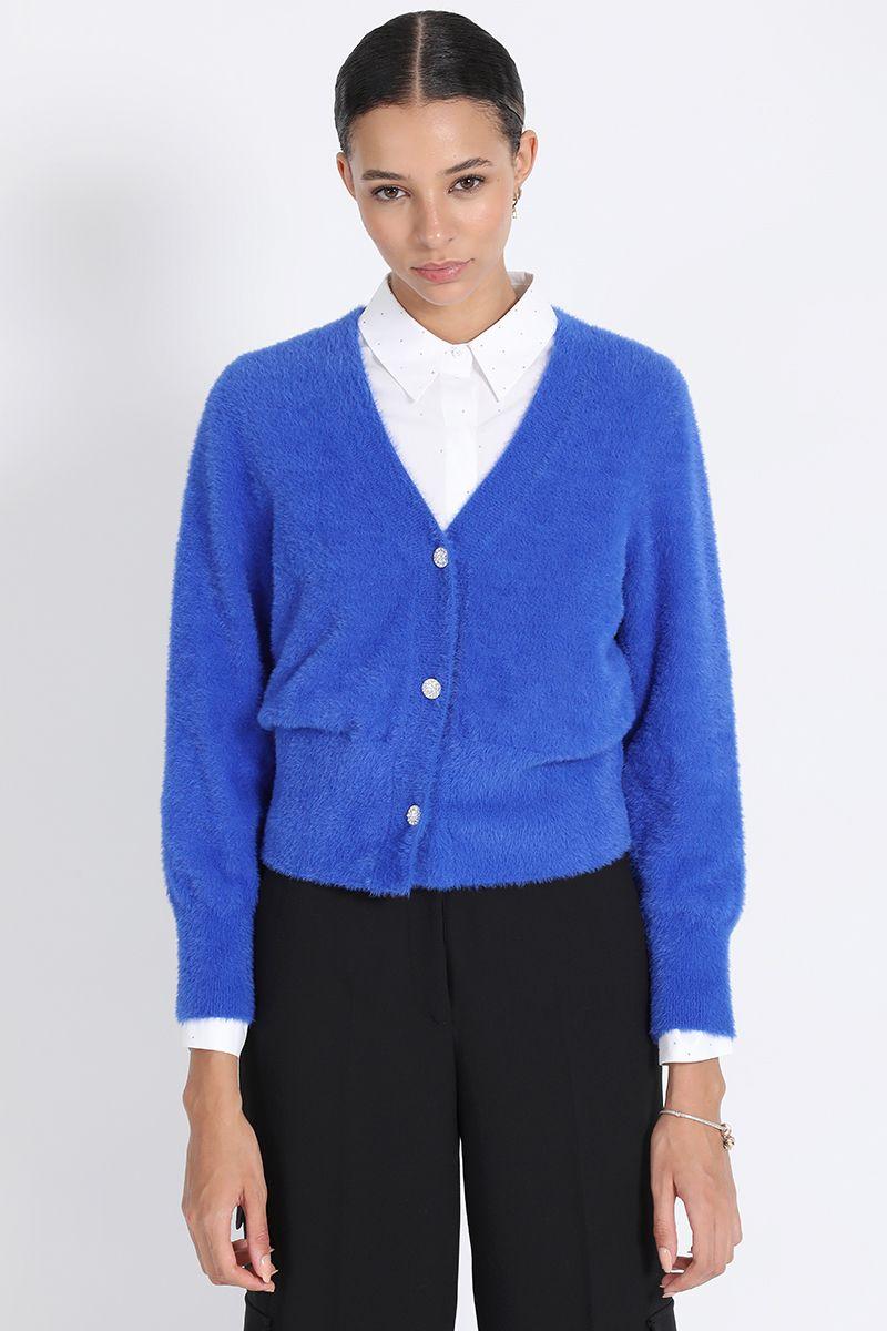 Cardigan Tejido Punto, Botones Joya, Oceano Liola-4
