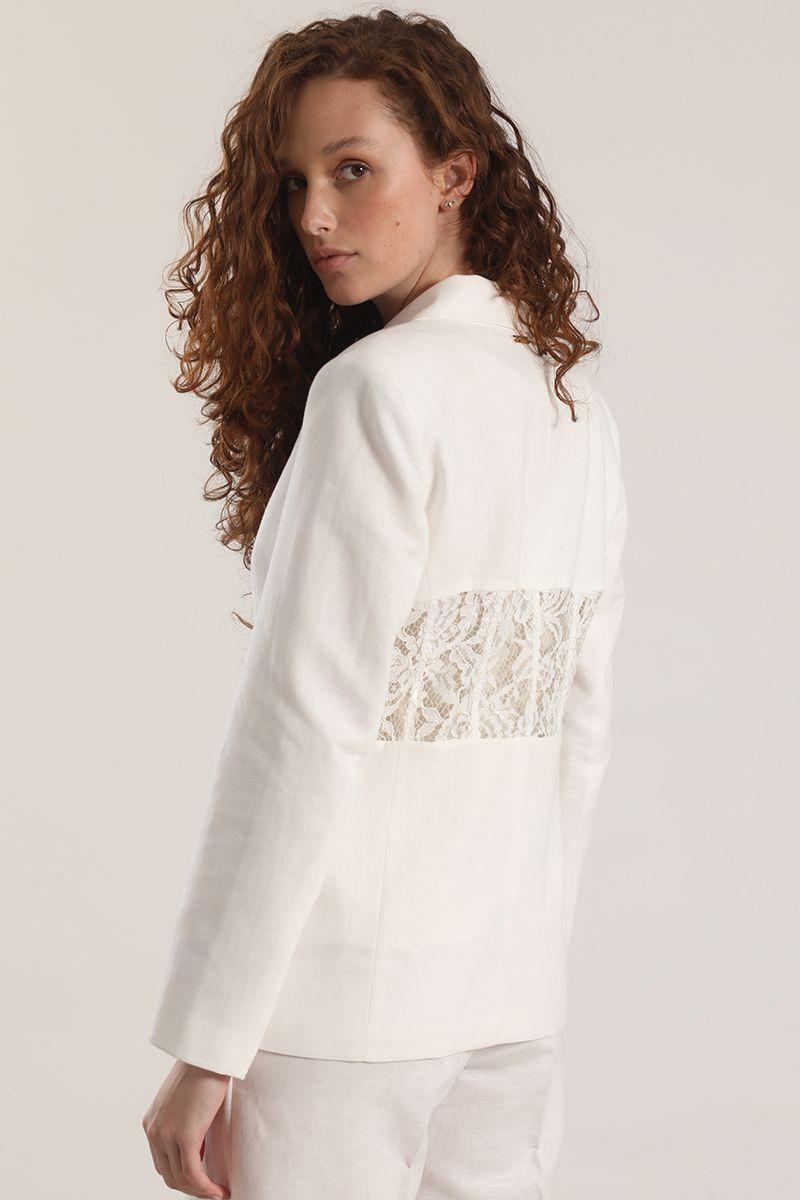 Blazer con encaje lino Liola mujer crudo-2