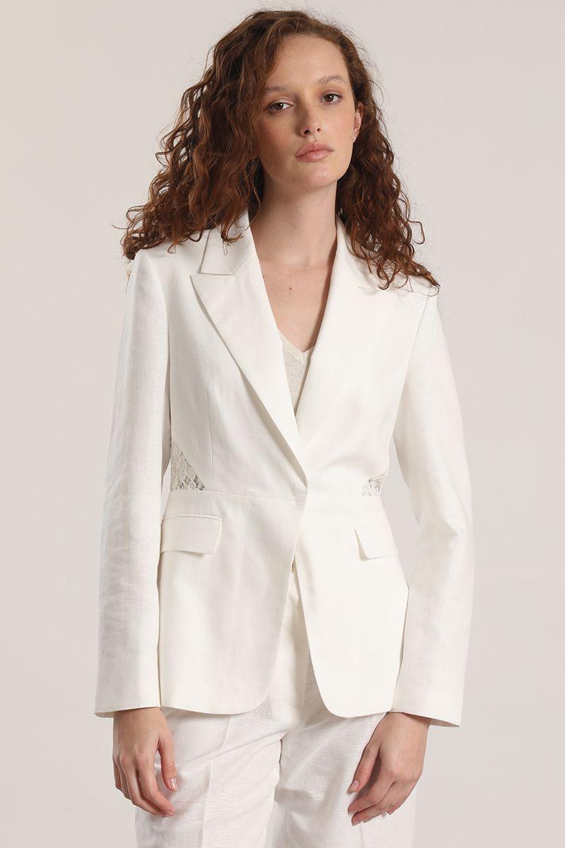 Blazer con encaje lino Liola mujer crudo-3