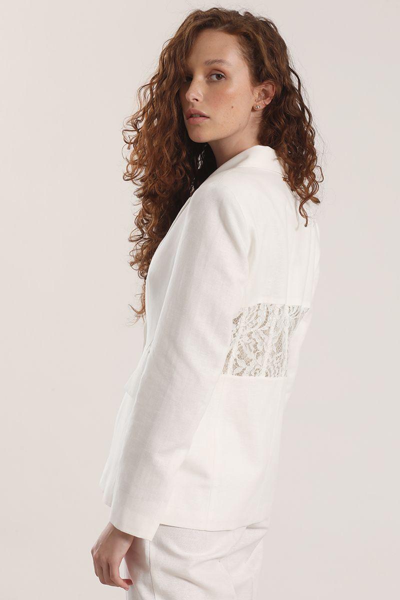 Blazer con encaje lino Liola mujer crudo-4