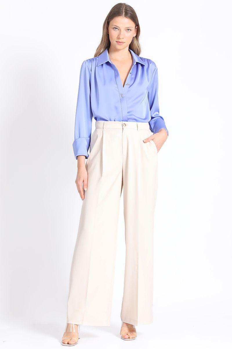 Blusa Satinada Boton Fantasia, Lila Liola-1