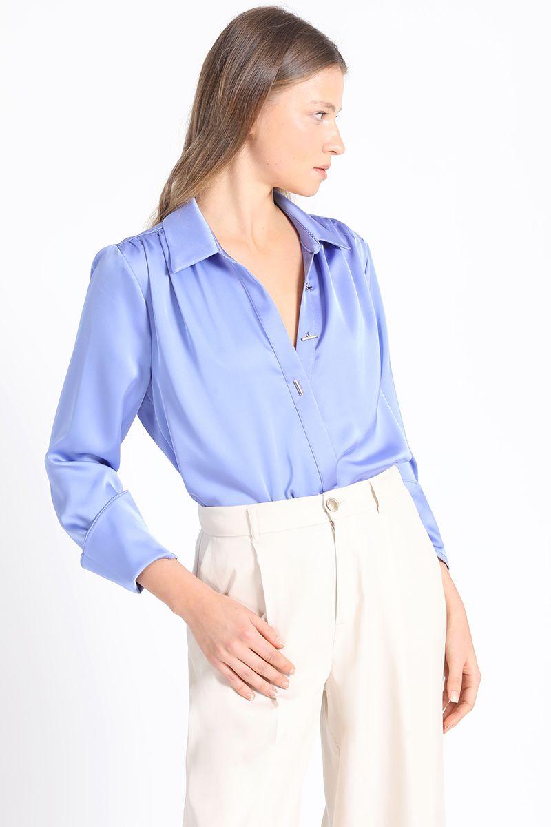 Blusa Satinada Boton Fantasia, Lila Liola-4