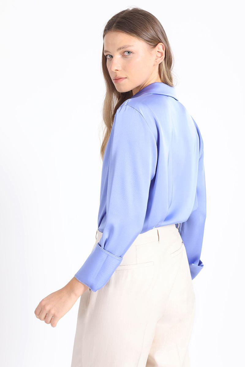 Blusa Satinada Boton Fantasia, Lila Liola-5