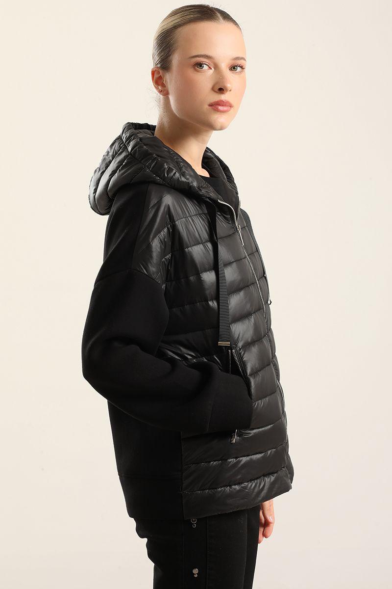 Parka Acolchada Combinada, Negro Liola-2