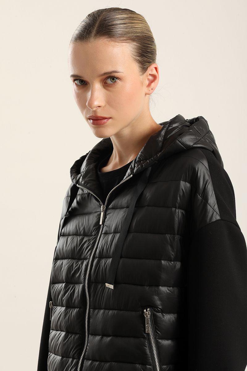 Parka Acolchada Combinada, Negro Liola-3