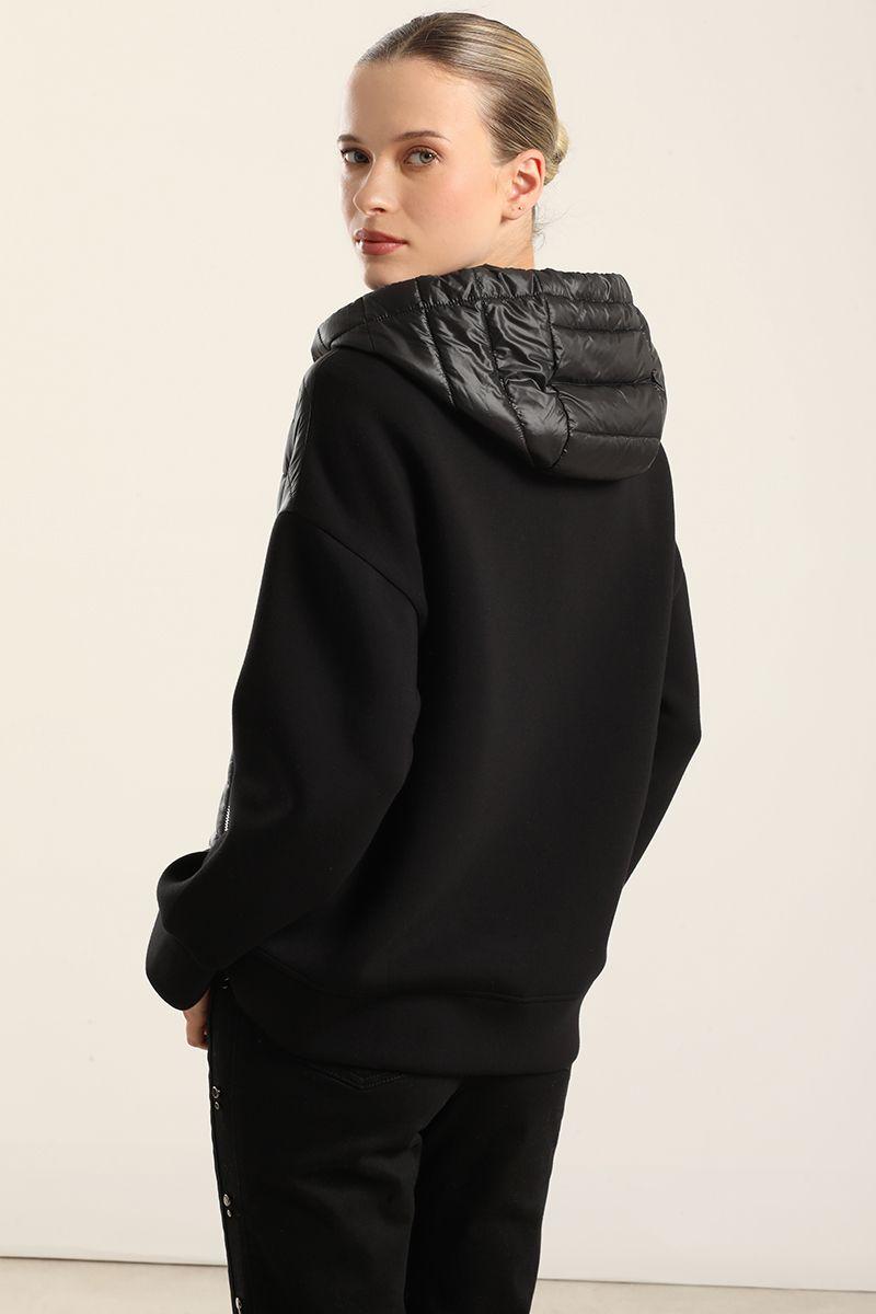 Parka Acolchada Combinada, Negro Liola-4