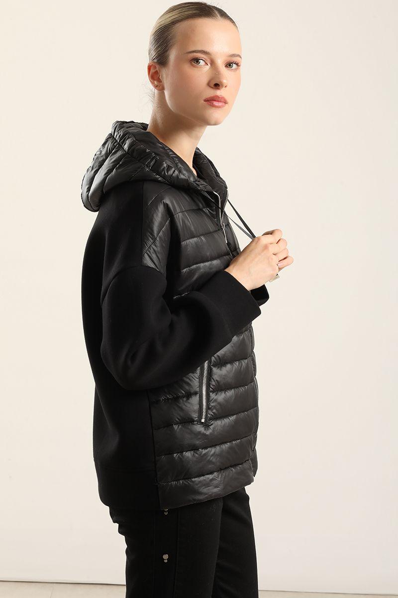 Parka Acolchada Combinada, Negro Liola-6