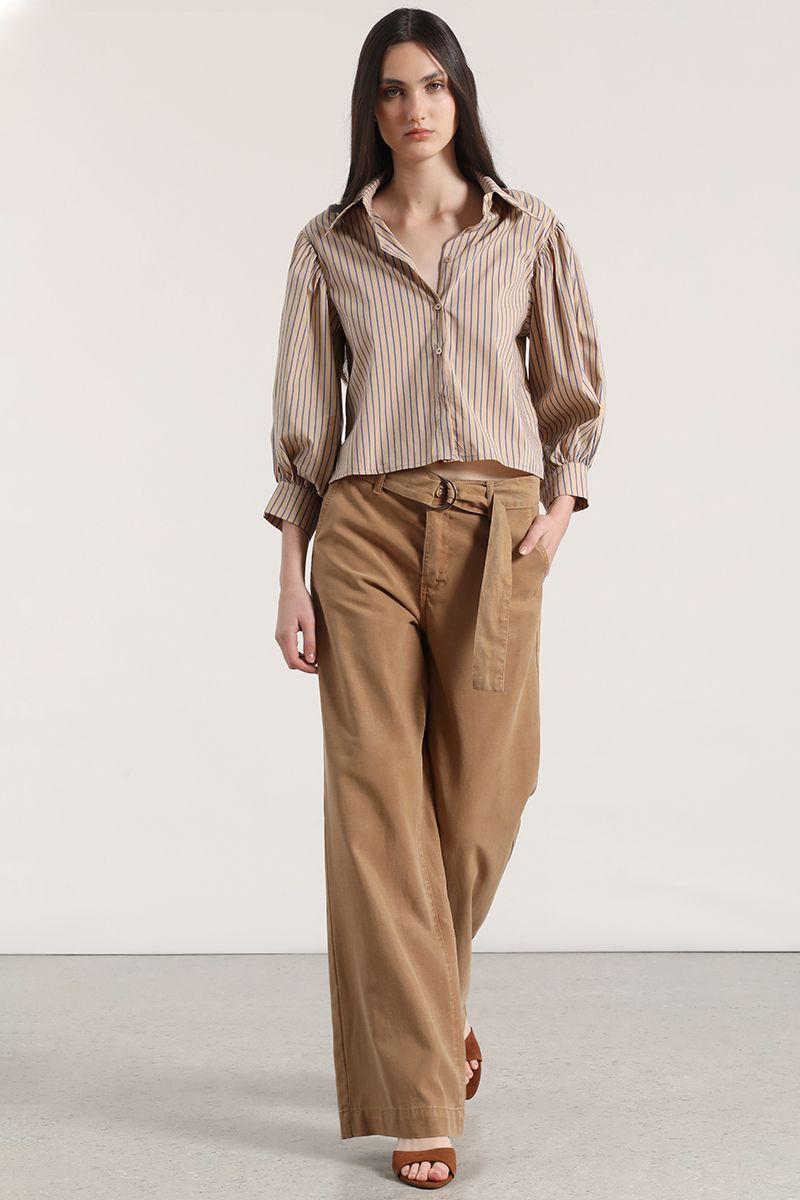 Pantalón palazzo lino liola mujer beige-0