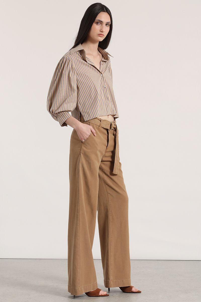 Pantalón palazzo lino liola mujer beige-1