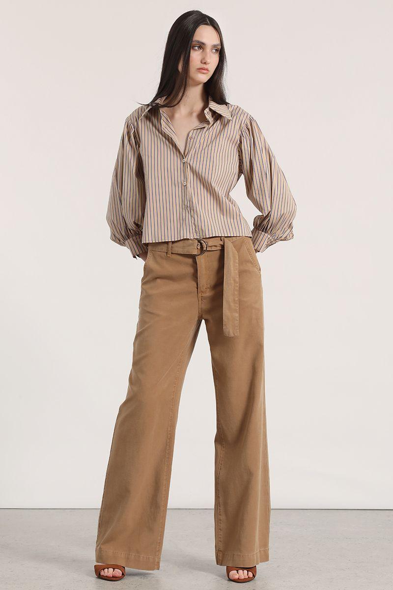 Pantalón palazzo lino liola mujer beige-3