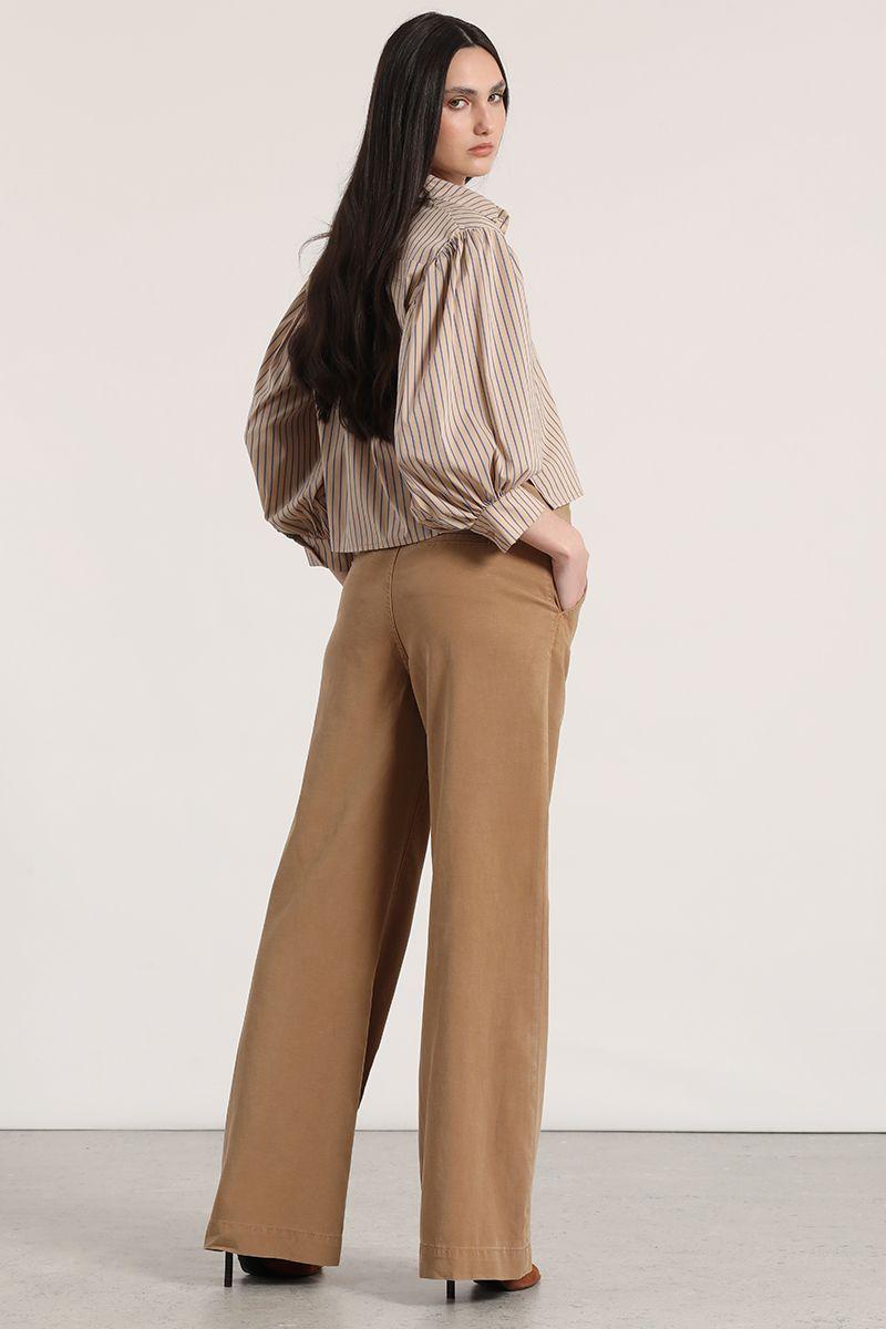 Pantalón palazzo lino liola mujer beige-6
