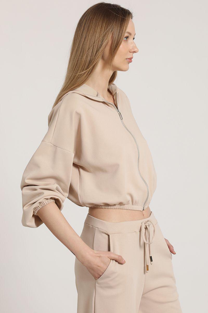 Chaqueta bomber con capucha Liola mujer beige-2