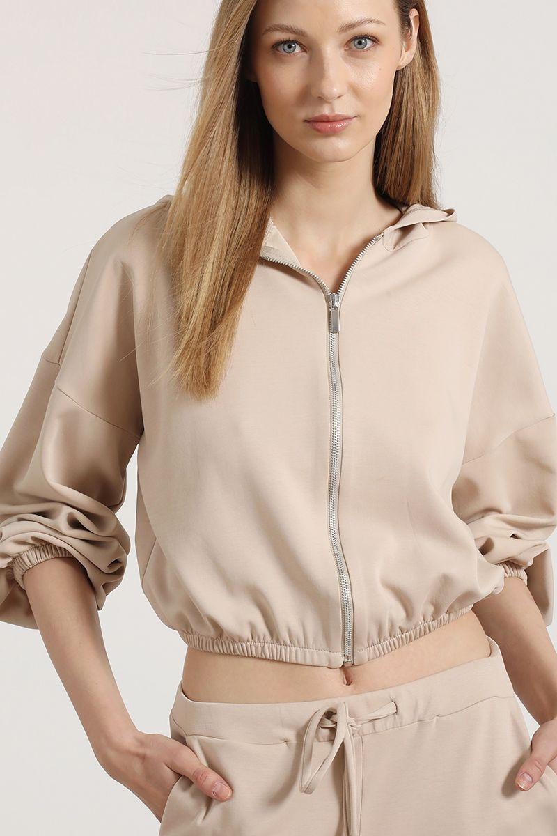 Chaqueta bomber con capucha Liola mujer beige-3