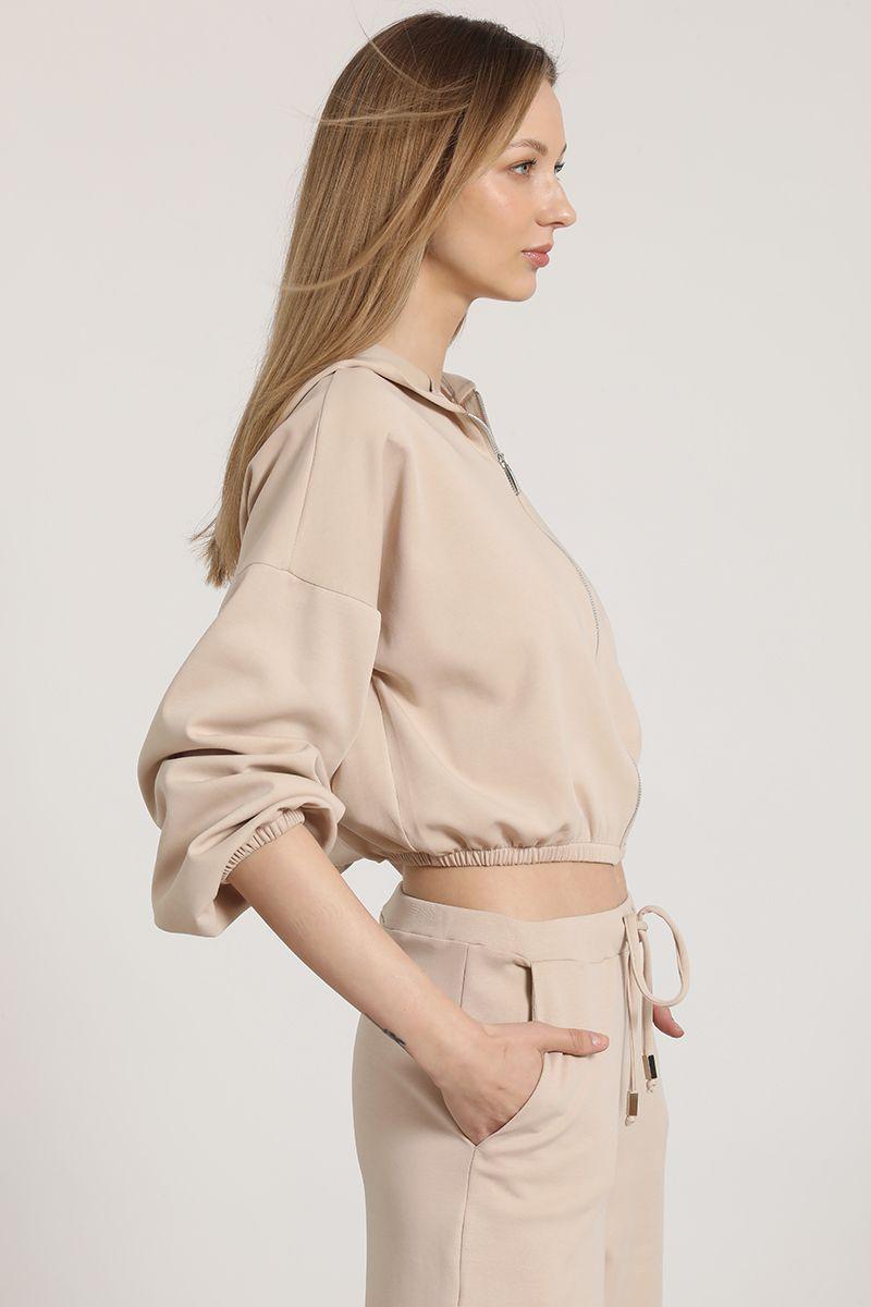 Chaqueta bomber con capucha Liola mujer beige-6