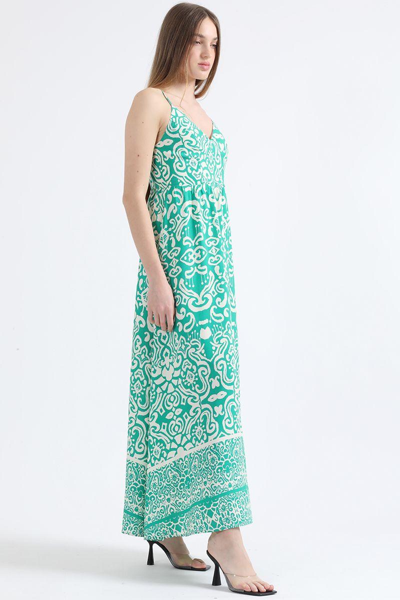 Vestido Maxi Estampado, Verde Liola-1