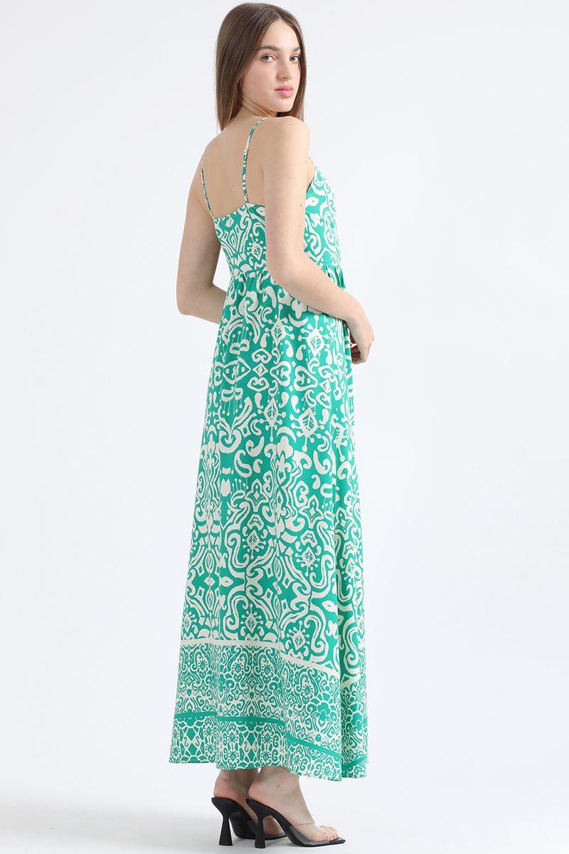 Vestido Maxi Estampado, Verde Liola-2