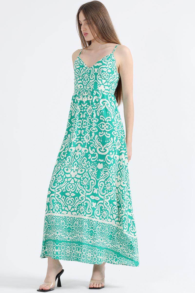 Vestido Maxi Estampado, Verde Liola-3