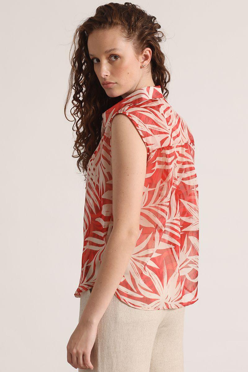 Blusa semitransparente estampado liola mujer naranjo-4