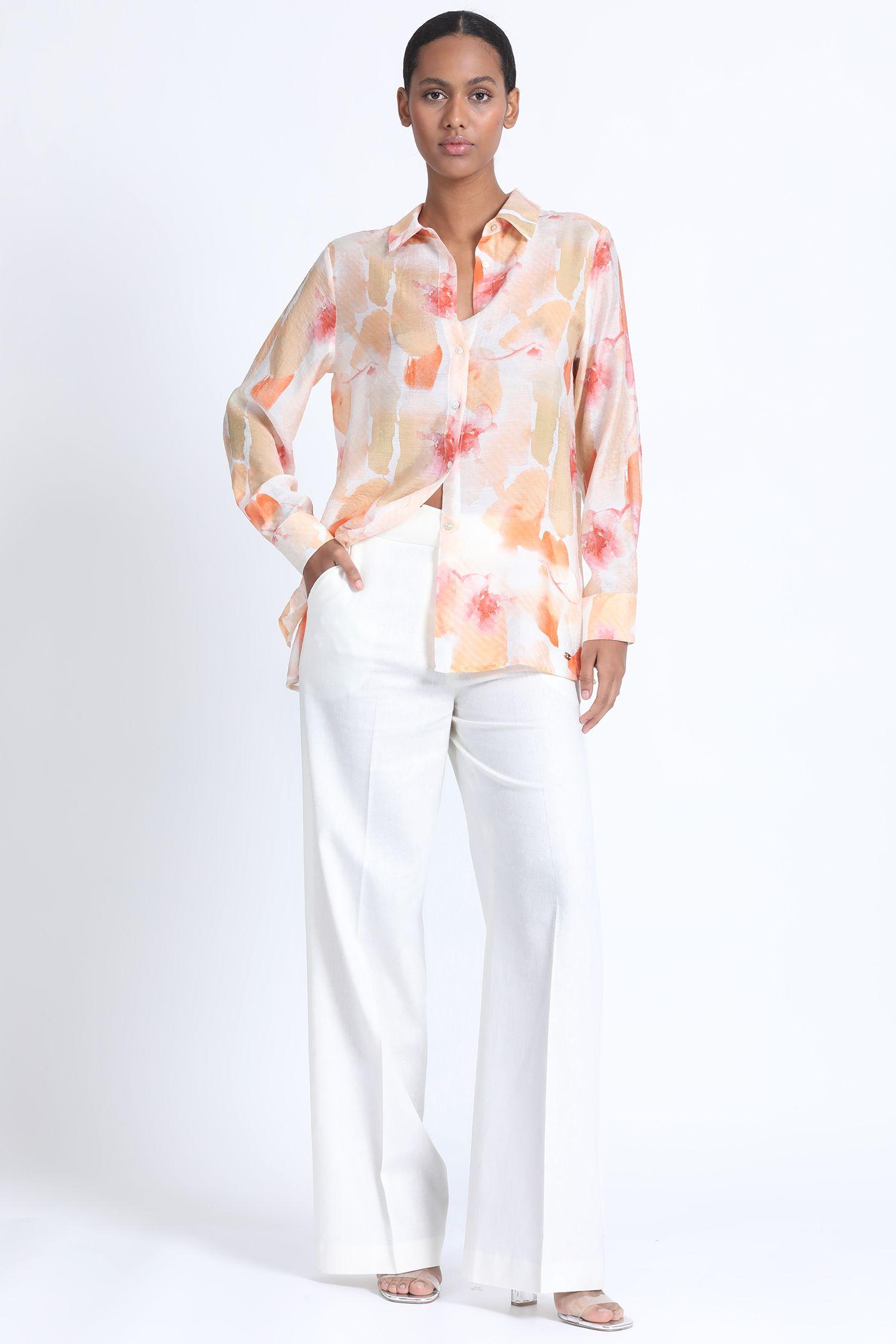 Camisa Estampado Acuarela Naranjo Liola-1