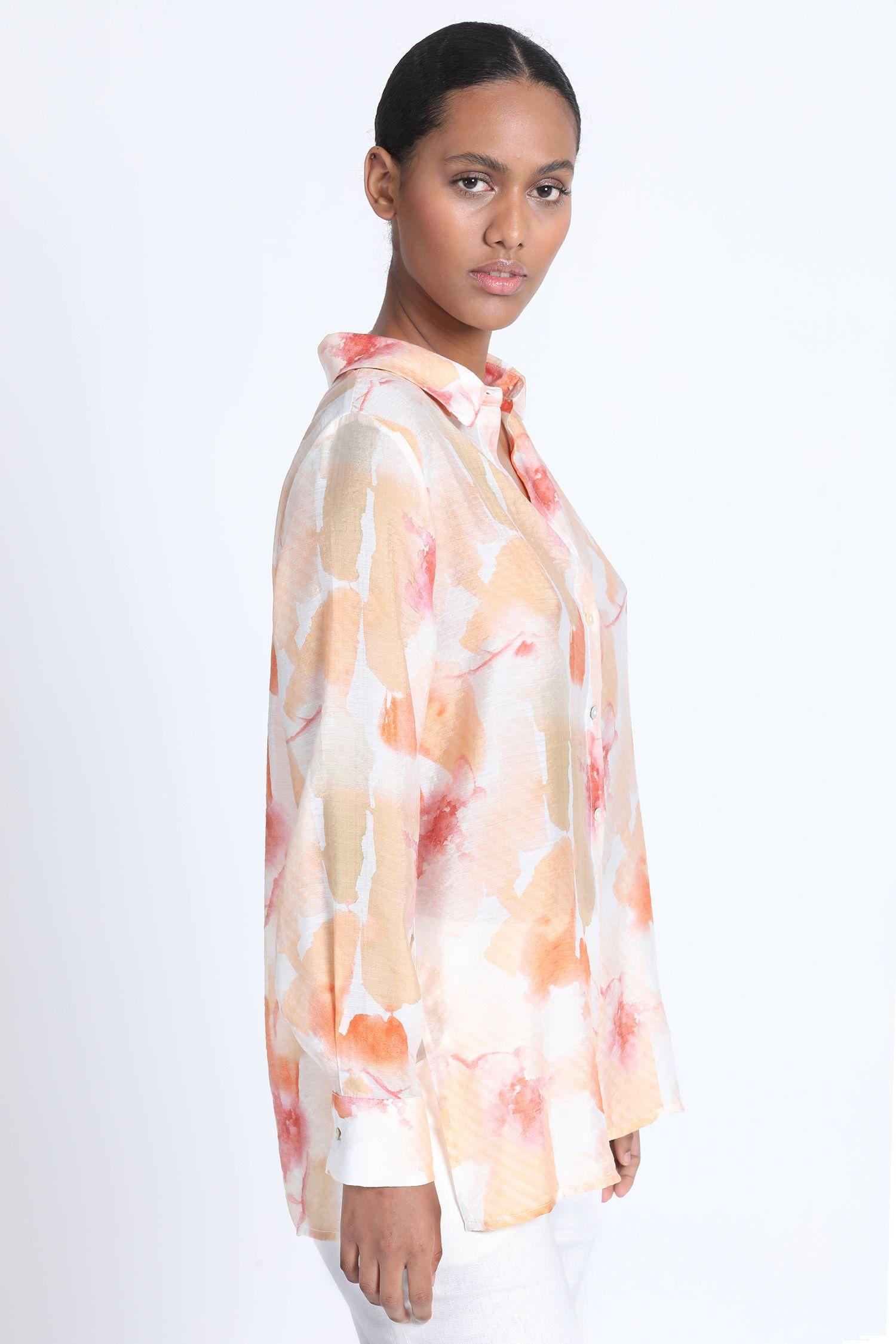 Camisa Estampado Acuarela Naranjo Liola-2