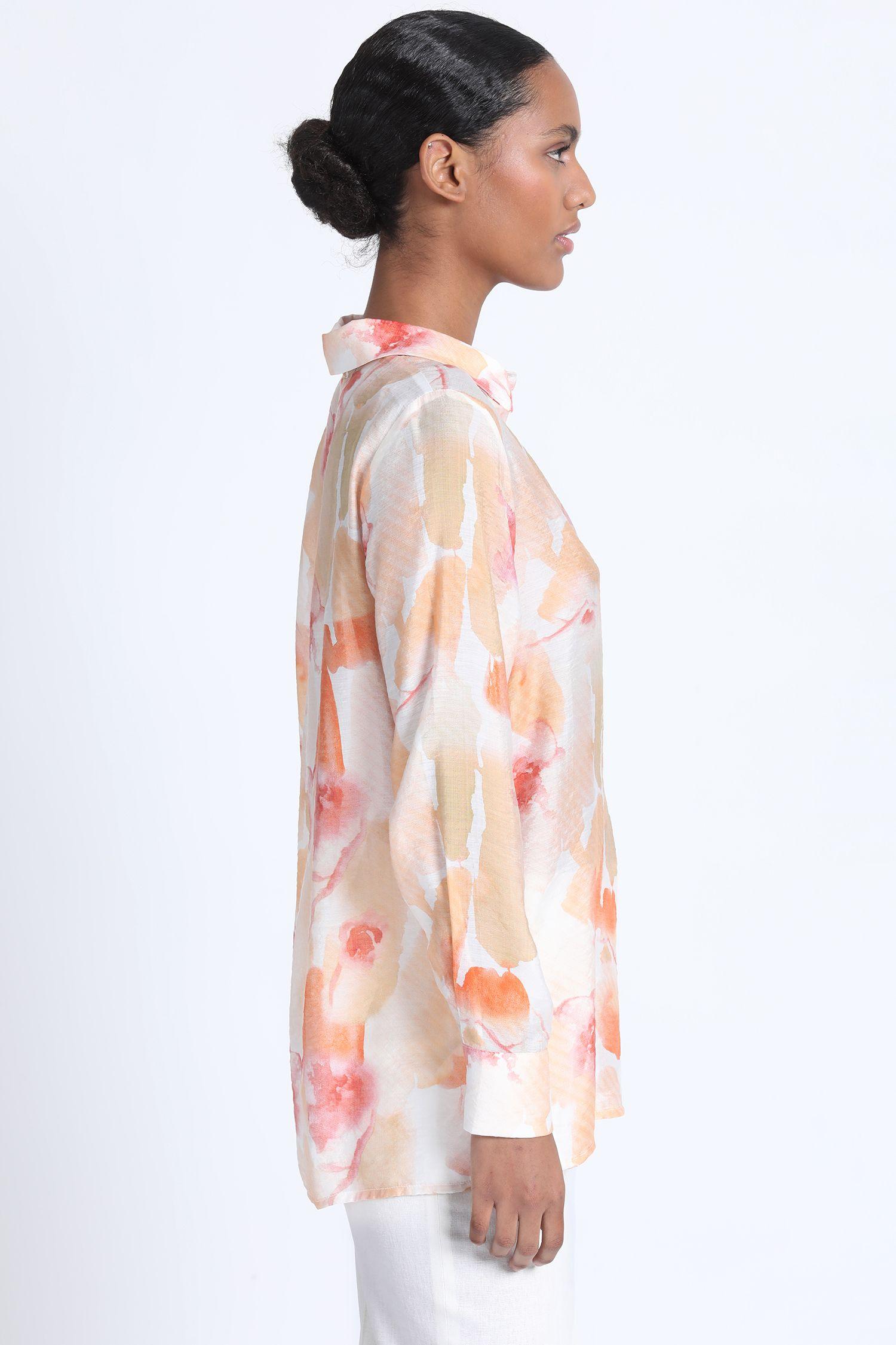 Camisa Estampado Acuarela Naranjo Liola-3