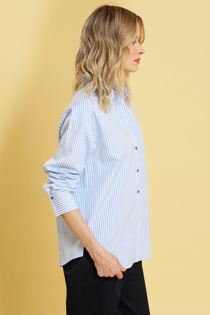 Blusa fantasia rayas, celeste Liola-3