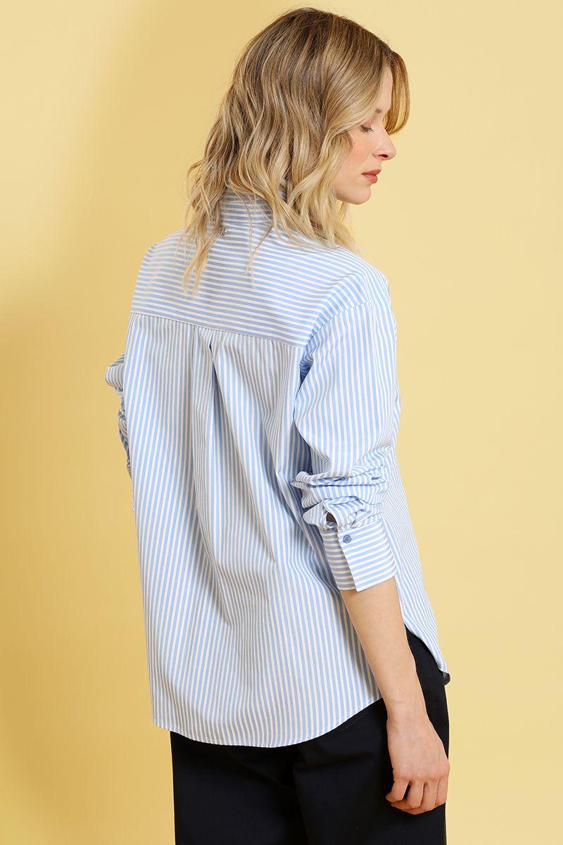 Blusa fantasia rayas, celeste Liola-6