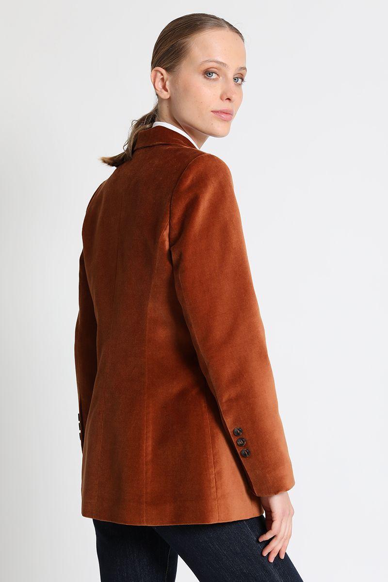 Blazer Largo Terciopelo Camel Liola-3