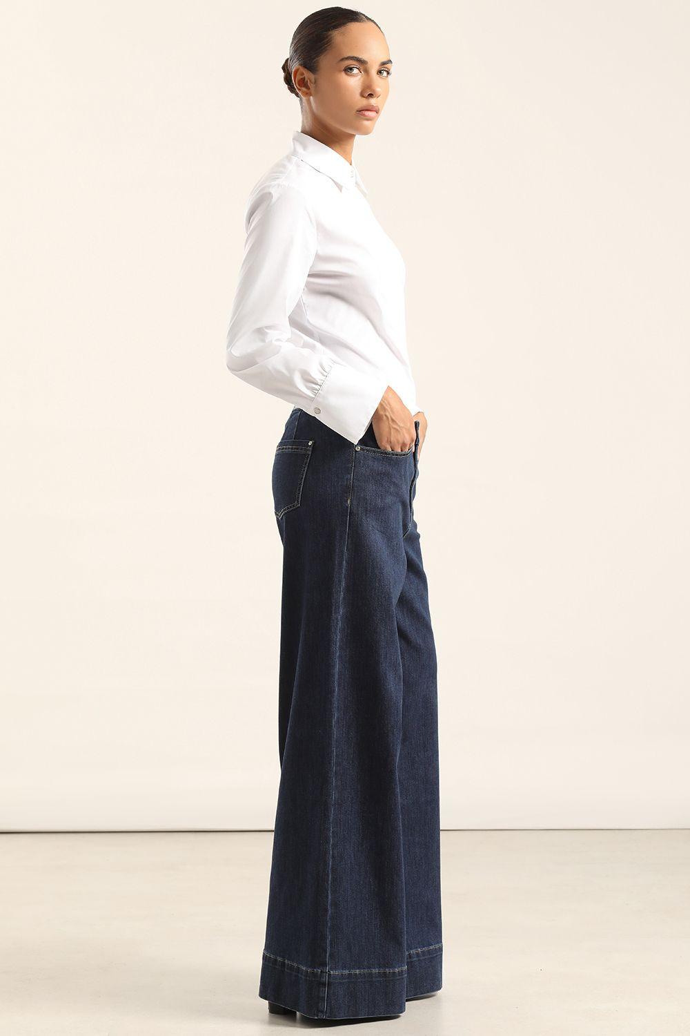 Jeans Palazzo, Tiro Alto, Indigo Liola-2