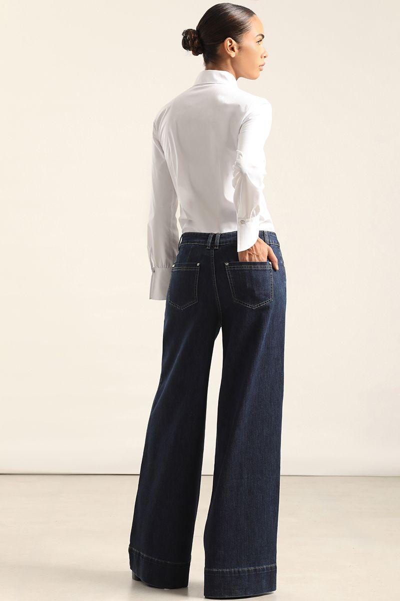Jeans Palazzo, Tiro Alto, Indigo Liola-3