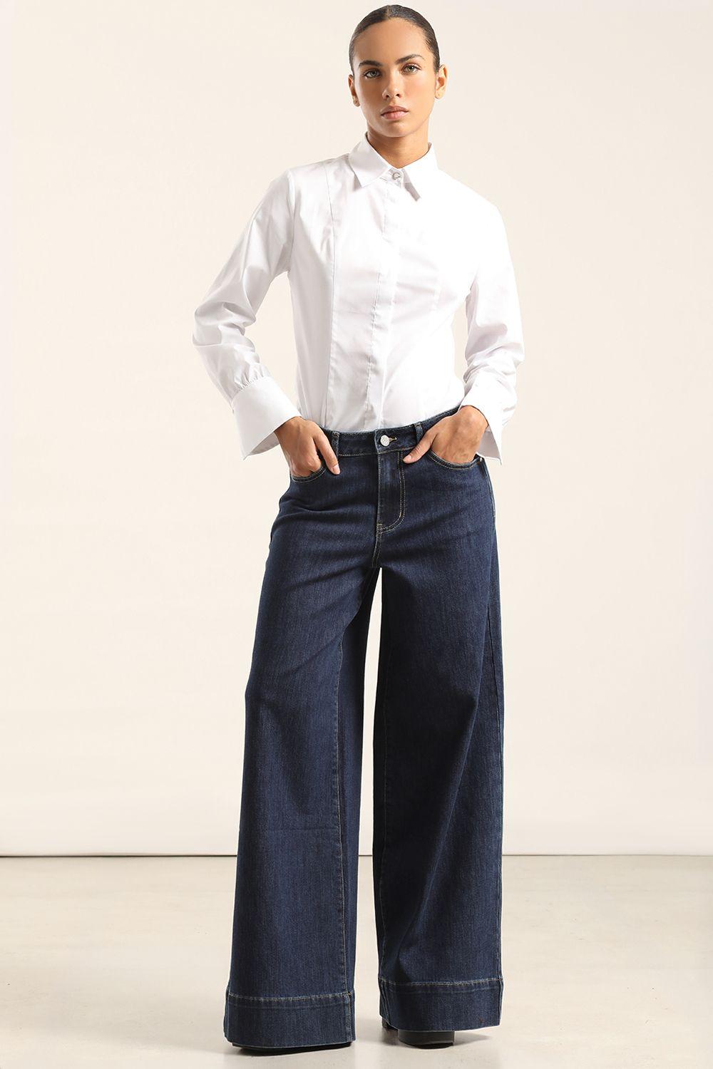 Jeans Palazzo, Tiro Alto, Indigo Liola-6