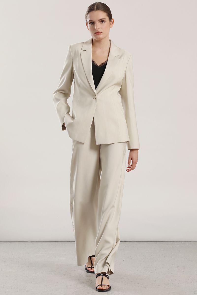 Blazer semi recto mujer Liola beige-3