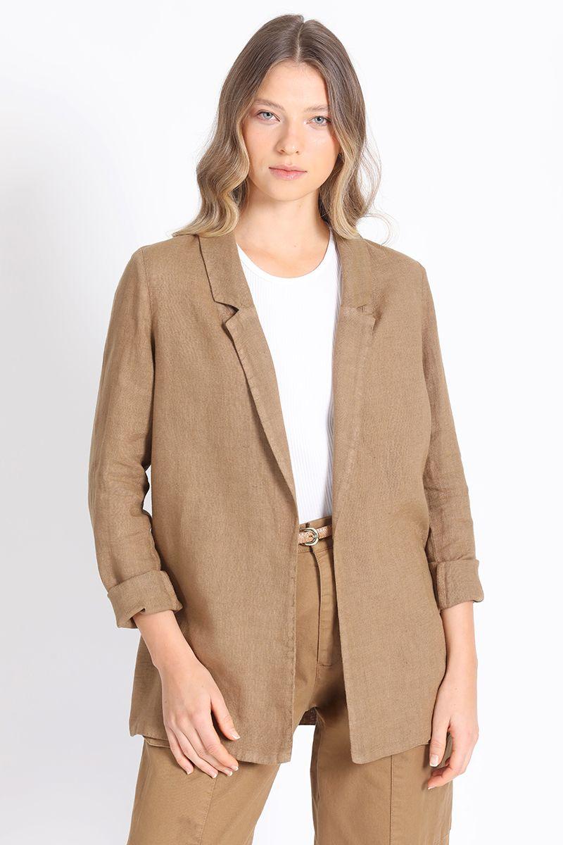 Blazer Recto Lino, Camel Liola-0